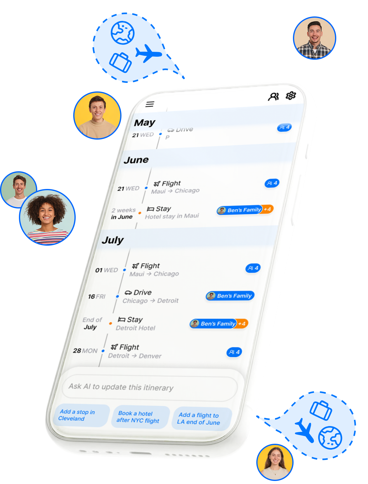 Phone in hand showing GatherTrip app